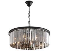 Modern Crystal Chandelier Ceiling Light, Semi Flush Mount LED Fixture with 2-Tier K9 Crystals, Black Finish Pendant Lighting for Dining Room Living Room Bedroom Kitchen Island,80CM,Black