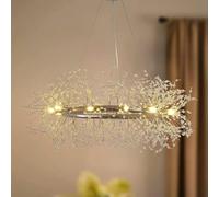 CAI-HAI Modern Crystal Chandelier Firework, 8 Lights Silver Chandelier Lighting Ceiling Fixture for Dining Room, Kitchen, Living Room, Bedroom