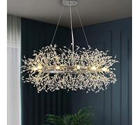 CAI-HAI Modern Crystal Chandelier Fireworks, for Living Room, Dining Room, Villa, Hall (Silver 12 Lamps D100cm)