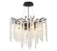 Modern Crystal Chandelier For Dining Room - D18.1 Black Tree Branches Chandeliers Living Room Bedroom Bathroom Kitchen 6-Light Chandelier Over Table Crystal Ceiling Light Fixtures