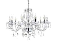 Modern Crystal Chandelier with 10-Lights, Clear K9 Crystal Droplet Glass Ceiling Light Fitting Elegant Pendant Lights Fixture for Dining Room, Living Room, Foyer, Lounge, D80cm H60cm C Comfortable