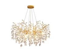 Modern Crystal Chandeliers Gold Luxury Tree Branch Chandelier Height Adjustable Large Pendant Lighting Round Crystal Ceiling Light Fixtures for Dining Room,Bedroom,Living Room,D60cm