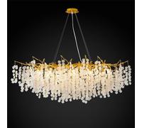 Modern Crystal Chandeliers Gold Money Tree Branch Chandelier Pendant Lighting Rectangular Line Crystal Chandelier for Dining Room,Bedroom,Living Room L100CM