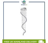 HomCom Modern Crystal Droplet Spiral Cascading Ceiling Chandelier Silver