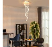 HomCom Modern Crystal Droplet Spiral Cascading Ceiling Chandelier Silver