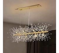 Modern Crystal Firework Chandelier, Gold Dandelion Rectangle for Dining Room, Bedroom, Living Room Gorgeous Chandelier (12 Light, 36 in.)