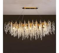 Modern Crystal Gold Chandelier, Tree Branch Crystals Ceiling Light Fixtures100cm Large Rectangular Chandeliers for Dining Room, Dining Room Over Table Chandeliers Lights Fixture