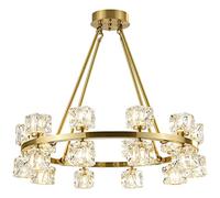 Modern Crystal Pendant Lamp for Kitchen Living Room Crystal Decoration Brass Body Led Ring Ceiling Hanging Lights Office Light Lamp
