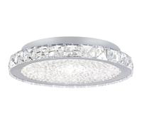 Modern Crystal Round LED Ceiling Light All-Stainless Steel Mirror Crystal Flush Mount Close to Ceiling Light Fixtures for Living Room Bathroom Kitchen Island Bedroom