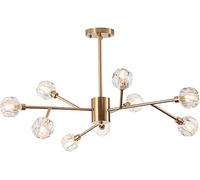 Modern Crystal Sputnik Chlier - 9-Light Mid Century nt Light Fixture d Ceiling Lamp for Dining Room Bedroom Living Room Catible with G9 Bulbs.