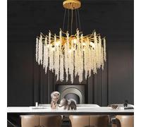 Modern Crystal Tree Branch Chandelier, Gold Round Crystal Chandeliers Indoor Hanging Pendant Light Fixture for Dining Room Living Room Kitchen Bedroom 12 Lights D80cm,A