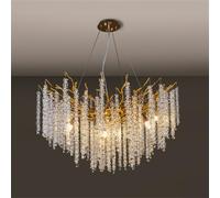 Modern Crystal Tree Branch Chaner, d Art Deco Raindrop Lighting Fixture Crystal Chaners for Dining Room Living Room Kitchen Island Bedroom,Rectangular D120cm (Round D80cm)