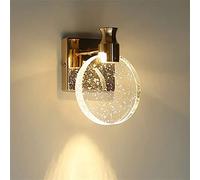 Modern Crystal Wall Light Creative LED Sconce with Round Bubble Crystal Lampshade Gold Bedside Lamp Wall Lamp for Living Room Bedroom Bedside Corridor, Warm White ?13cm Made in China