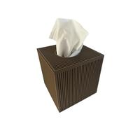 Modern Cube Tissue Box Cover - Stylish Square Design for Bathroom, Bedroom, Living Room, or Office - Minimalist, Refillable, 3D Printed in the UK (Brown)
