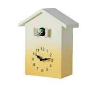Modern Cuckoo Clock for Wall with Hourly Chiming, Adjustable Volume Bird Call, Gradient Color ABS Decor, Gentle Swinging Motion for Living Room or Kitchen, Green(Yellow)