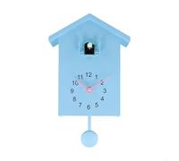 Modern Cuckoo Clock with Working Bird Chiming Wall Clocks Battery Powered, Delicate Bird House Hanging Watch Decoration Pendulum Clock for Kitchen Office Wall (Blue)