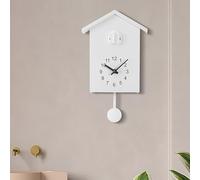 Modern Cuckoo Wall Clock, Cuckoo Clock with Pendulum Vintage Cuckoo Clock with Cuckoo Call for Art Home House Wall Office Decoration Living Room (White)