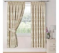 Modern Curtains for Living Room Fully Lined Pencil Pleat Luxury Jacquard Virginia Bedroom Curtains (Beige, 66″x 54″ (167 x 137cm))