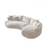 Modern Curved 125" Sofa Couch for Living Room Comfy L-Sd Sectal with Pillows Cream Boucle Fur Upholstery Right-Hand Facing Cloud Design for Apartment