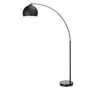 Modern Curved Arc Floor Lamp with Bell Shade & Marble Base, Black Teamson