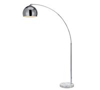 Teamson Home Arc Curved Standing Floor Lamp With Bell Shade & Marble Base - Chrome/white Marble