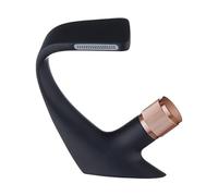Modern Curved Black Bathroom Sink Faucet - Deck Mounted Single Hole Hot-Cold Mixer Tap with Chrome Accent Finish(A)
