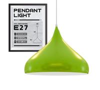 Modern Curved Dome Pendant Light, Green Metal Ceiling Hanging Lamp | with E27 Holder & LED Bulb, Adjustable 1-Meter Cable for Indoor Decor, Kitchen Island, Dining Room, Living Room & Restaurant