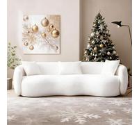 Modern Curved Sofa Couch 93.6" 3-Seater Boucle Sectal Comfy Upholstered Sofa with Pillows for Living Room Bedroom Office Apartment - White Design