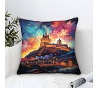 Modern Cushion Cover Edinburgh Castle Digital Printing Water Resistant Linen with Invisible Zipper Decorative Cushion Covers Size: 45 x 45 cm (18 x 18 inches)