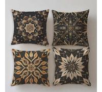 Modern Cushion Covers 16x16in Outdoor Cushions Waterproof Linen Square Pillowcase Double Sided Printing Bohemia Set of 4 Decorative Pillows for Garden Furniture Balcony Room Farmhouse Summer Gift S909