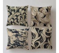 Modern Cushion Covers 16x16in Outdoor Cushions Waterproof Linen Square Pillowcase Double Sided Printing Abstract Set of 4 Decorative Pillows for Garden Furniture Balcony Farmhouse Summer Gift S911