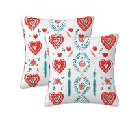 Modern Cushion Covers 35 x 35 cm Set of 2 Outdoor Cushions Love, Waterproof Linen Square Pillow Covers with Stitched Edge, Outdoor Throw Pillow Decorative for Office Home Garden Furniture Garden S-982