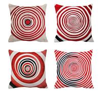 Modern Cushion Covers 40 x 40 Set of 4 Outdoor Cushions Waterproof Linen Abstract Cushions Square Garden Cushion with Invisible Zipper Pillow Case for Sofa Bed Bedroom Living Room Home Decor O-674