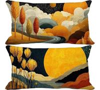 Modern Cushion Covers 40 x 80 Set of 2, Rectangle Outdoor Cushions Waterproof Linen Sofa Pillows Covers with Invisible Zipper for Outdoor Garden Furniture Bench Decorative Pillows (Nordic) r-4062