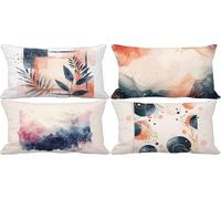 Modern Cushion Covers 50 x 80 Outdoor Cushions Waterproof Linen Set of 4 Rectangle Decorative Pillows Cover Simple Pattern Design with Invisible Zip Livingroom Sofa Home Decor, Gifts for Women z-q21