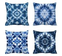 Modern Cushion Covers 55 x 55 Set of 4 Outdoor Cushions Waterproof Linen Abstract Cushions Square Garden Cushion with Invisible Zipper Pillow Case for Sofa Bed Bedroom Living Room Home Decor O-670