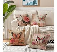 Modern Cushion Covers 60 x 60 Set of 4, Outdoor Cushions Waterproof Linen Simplicity Cushions with Invisible Zipper Decorative Pillows, Square Pillow Covers 24x24in for Sofa Couch Home Decor R-763