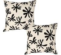 Modern Cushion Covers 70 x 70 cm Set of 2 Beige Black Cushion Cover Throw Pillow Covers Abstract Cushions Linen Decorative Sofa Pillows for Living Room Garden Pillowcase 28 x 28 inches (IU91)