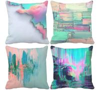 Modern Cushion Covers 75 x 75 Abstract Outdoor Cushions Waterproof Linen Set of 4 Decorative Pillows with Smooth Invisible Zip for Livingroom Summer Fall Outdoor Patio Garden Bench Decor Gifts v10720