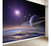 Modern Custom Photo Murals 200W x 140H cm, Space Milky Way Universe Planets Removable Wallpaper - Dark Purple Home Decoration Wall Art Covering for Living Room Bedroom Children's Room