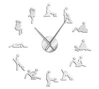 Modern Customized 3D Acrylic DIY Wall Clock Order Your design N Personal Logo Personalized Size Adjustable Kit Decorative Clock(Silver,47inch)
