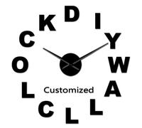 Modern Customized 3D Acrylic DIY Wall Clock Order Your design N Personal Logo Personalized Size Adjustable Kit Decorative Clock(Black,37inch)