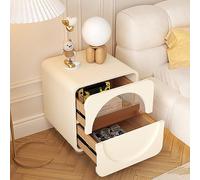 Modern Cute Nightstand with Tempered Glass Drawers Stylish Bedside Table Stainless Steel Legs Chic Accent Table for Bedroom & Living Room 30x40x48cm