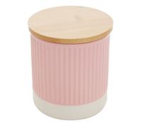 Modern Cylindrical Pink 550ml Storage Canister,Two-Tone Container With Ribbed Texture,Airtight Kitchen Jar