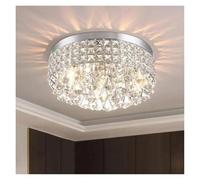 Modern Cylindrical Rain Effect Ceiling Light Chrome Crystal Round Chandelier for Dining Room Bathroom or Bedroom - Elegant Home Lighting Fixture