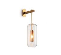 Modern d 1 Light with Clear Cylindl Glass Shade Wall Lamp Mid-Century Metal Bedside Fxture for Hotel Living Room Hallway-den 15x60cm
