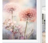 Modern Dandelion Window Privacy Film Beautiful Floral Plant Rustic Stained Glass Window Film Sun Blocking Heat Control Decorative Window Covering Film for Home Office 80 x 120 cm