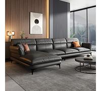 Modern Dark Gray Leather L Shaped Sofa Couch 3 Seater Corner Sofa Bed with Chaise Lounge Tool Free Assembly for Living Room Office Apartment Balcony Hotel