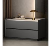 Modern Dark Gray Nightstand with 2 Drawers, Elegant Wooden Bedside Table for Living Room & Bedroom, Stylish Storage Solution for nizing Essentials