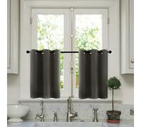 Modern Dark Gray Short Curtains with Loops, 2-Piece Set, 45" x 55", Blackout Bistro Curtains, Stylish Window Treatment for Privacy & Elegance